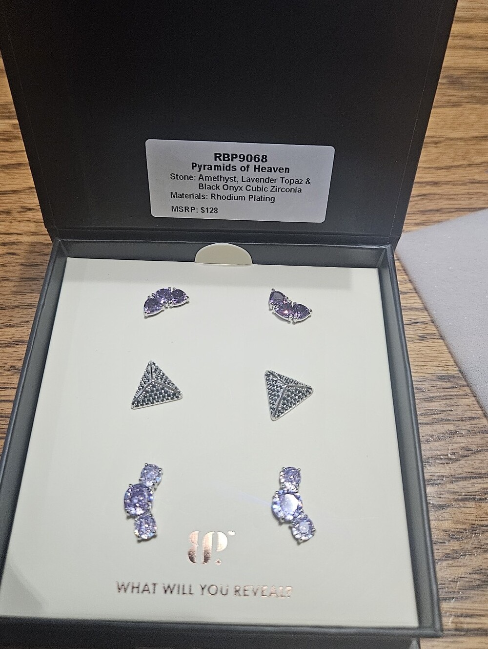 Pyramids of Heaven Lavender Amethyst & Black Onyx Earring Set From Bomb Party.